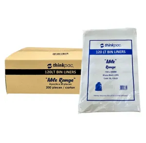 120L Bin Liner Rubbish Bag  -Thinkpac “Able” Range - 200 pc