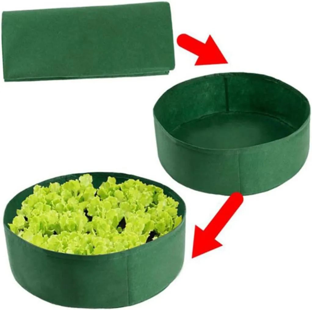 2 Pack Canvas Vegetable Plant Grow Bags 60x20cm Garden Planting Bed Bag for Green