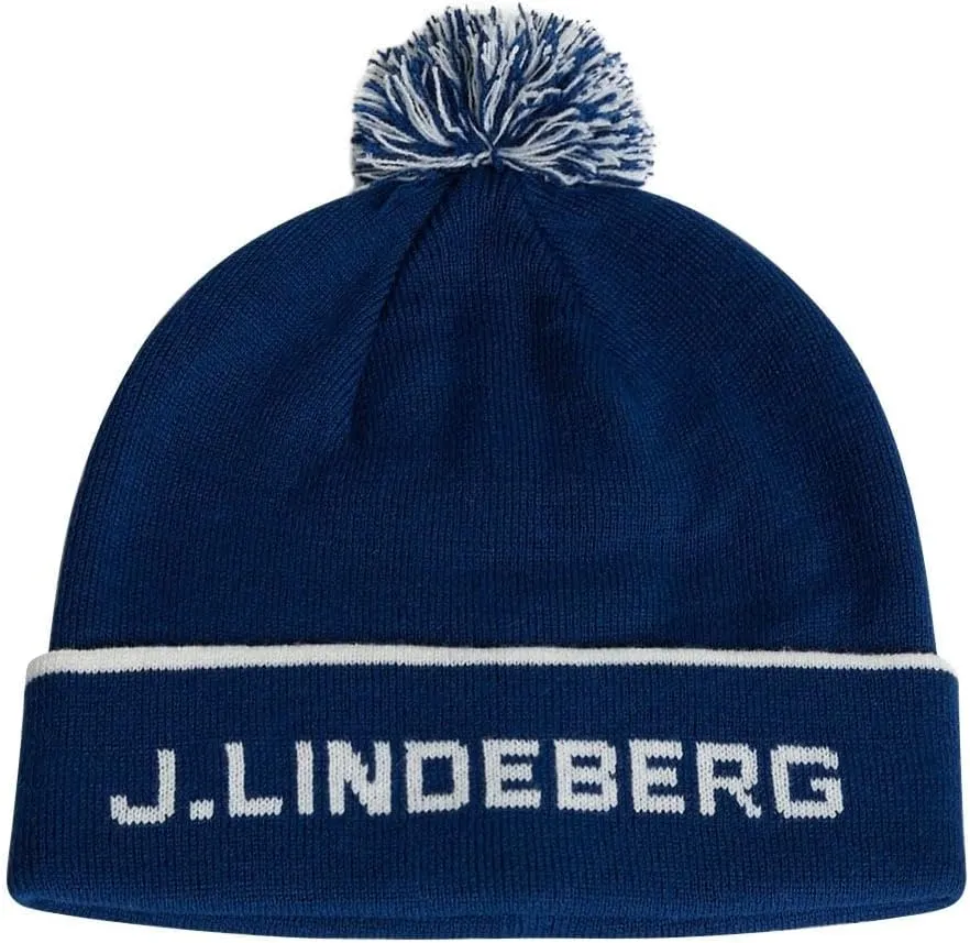 2023 J.Lindeberg Stripe Golf Beanie Estate Blue One Size Fits All
