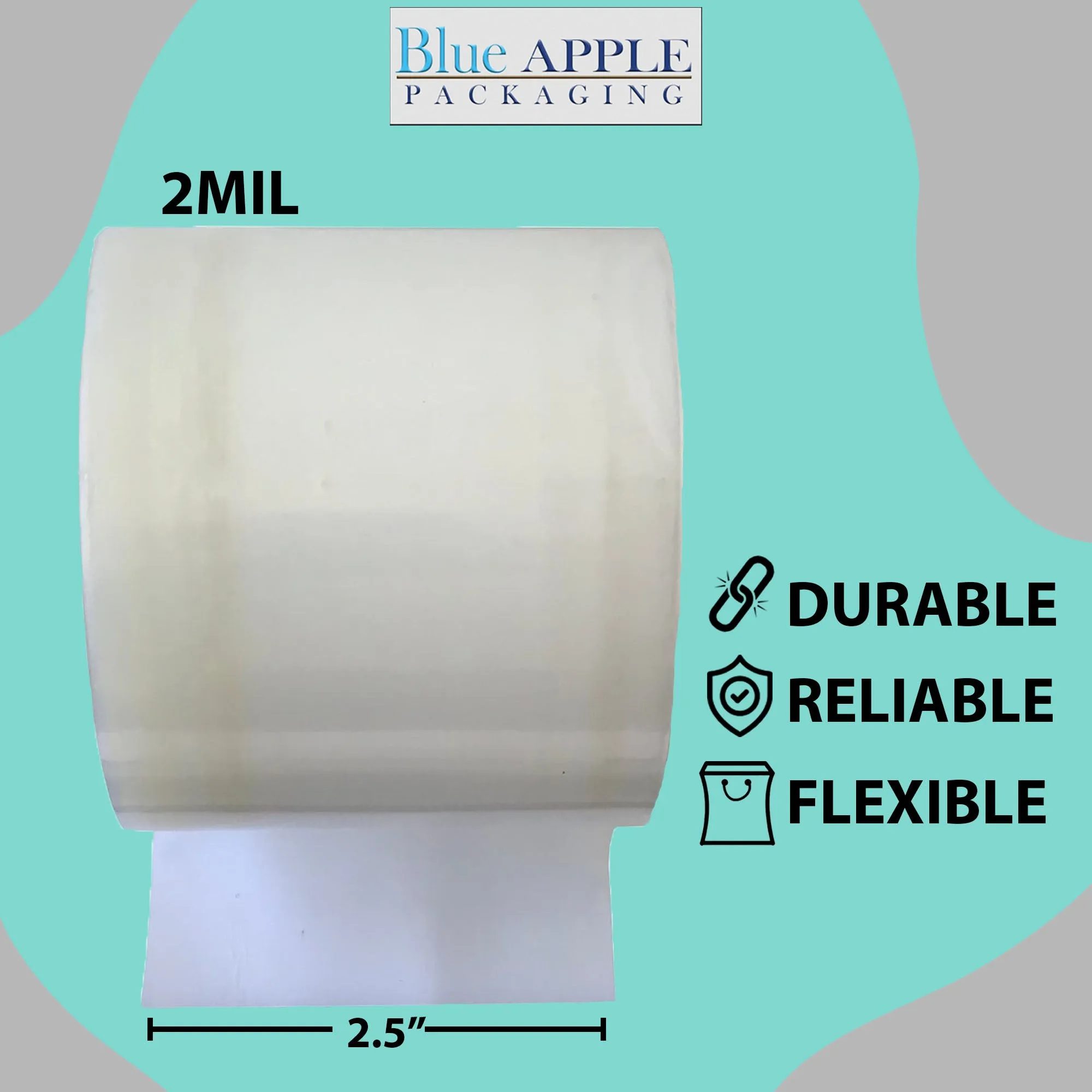2.5 inch x 2150ft Poly Tubing Roll 2 Mil LDPE Low Density