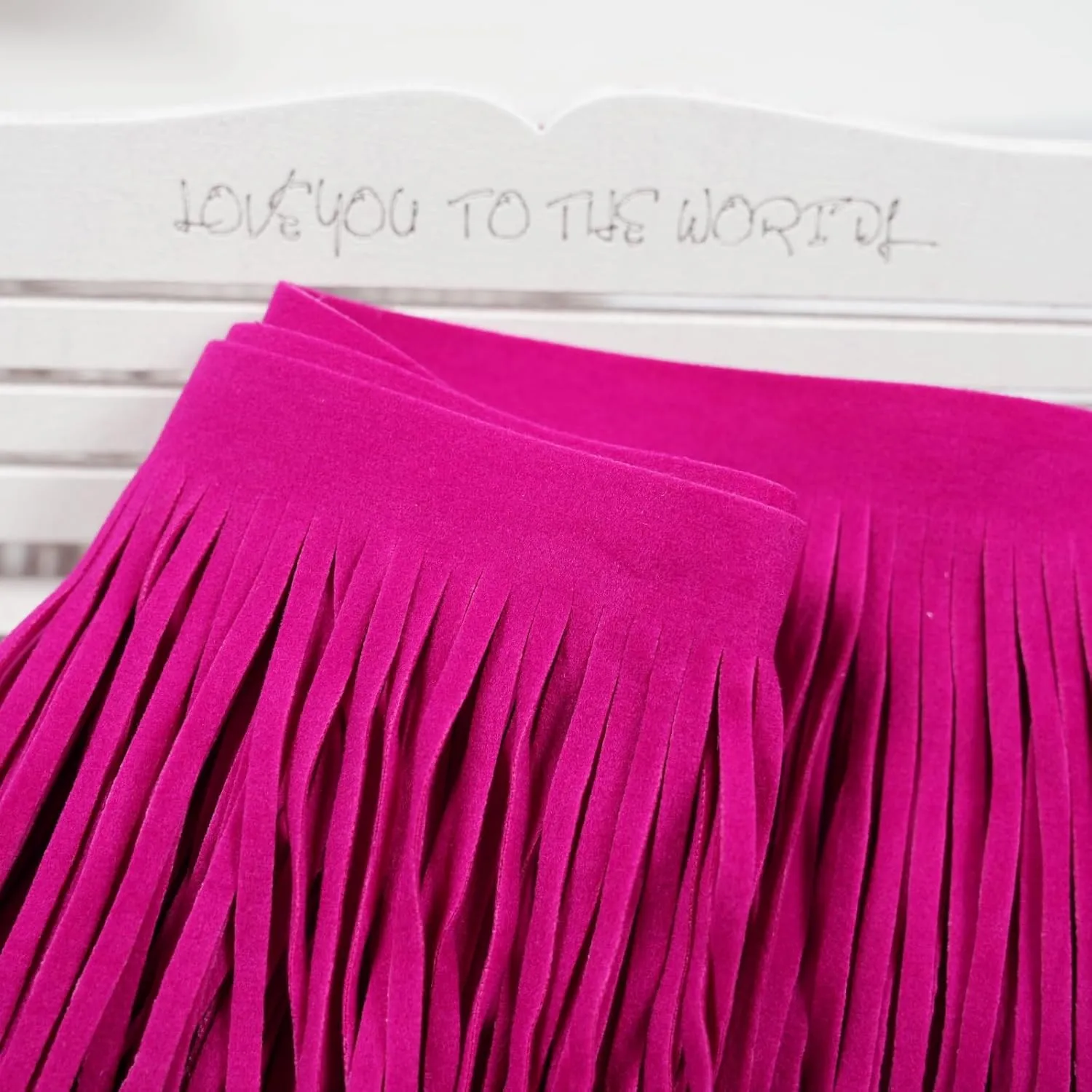 3 Yards 6 Inch Double Side Suede Tassel Fringe Trim, Faux Leather Fringe Trim for DIY Sewing Craft Garment Hem Accessories Handbag Boots Embellishment Decoration (Rose red)