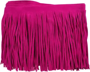 3 Yards 6 Inch Double Side Suede Tassel Fringe Trim, Faux Leather Fringe Trim for DIY Sewing Craft Garment Hem Accessories Handbag Boots Embellishment Decoration (Rose red)