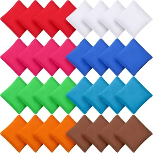 32 Pack Bean Bags Toss for Kids Cornhole Bean Bags Colorful Bean Bags for Tossing Canvas Toss Bags Hand Toy Toss Games Weights for Outdoor Yard Games, Assorted Colors (Simple Colors, 2.76 x 2.76 Inch)