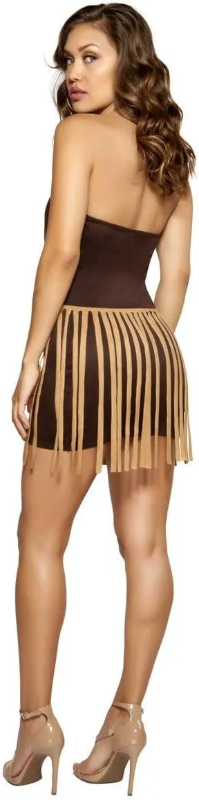 3357 - Suede Dress with Fringe Detail