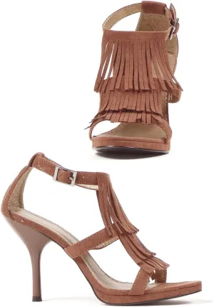 4 Inch Sandal Women's Size Shoe with Fringe (Brown;11)