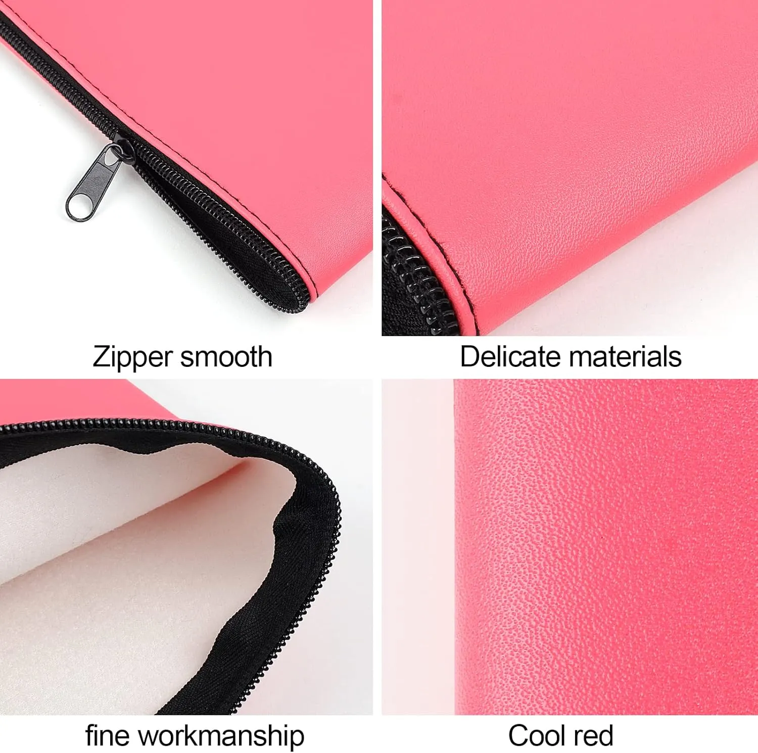 4Pack Money Bag 11 X 6" - Safe Durable Waterproof PU Leather Bank Pouch With Zipper for Cash, Coins, Checks, Bills, Receipts, Makeup, Tool Storage (Peach)