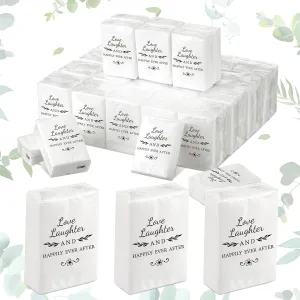 50 Pack Happy Tears Tissues Packs for Wedding Bulk Facial Tissues Items for Guests Welcome Bags Pocket Paper 3 Ply Individual Mini Travel Tissue Packs for Wedding Graduation Party Ceremony(Classic)