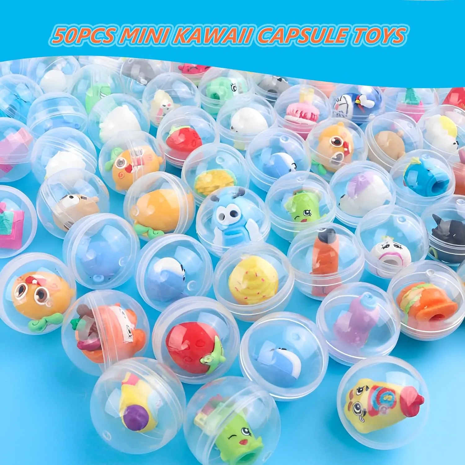 50Pcs Mini Kawaii Capsule Toys Adorable Bulk Party Favors for Kids 4-8 Great Gifts for Kids Boys Girls Christmas Stocking Stuffers Goodie Bag Classroom Prizes Treasure Box