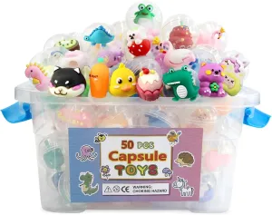 50Pcs Mini Kawaii Capsule Toys Adorable Bulk Party Favors for Kids 4-8 Great Gifts for Kids Boys Girls Christmas Stocking Stuffers Goodie Bag Classroom Prizes Treasure Box