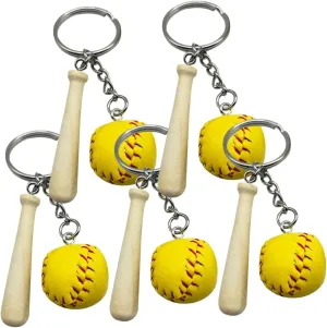 5Pcs Baseball Keychain Stylish Sports Key Holders for Bags Baseball Women Men Durable Wear Resistant Bag Pendants