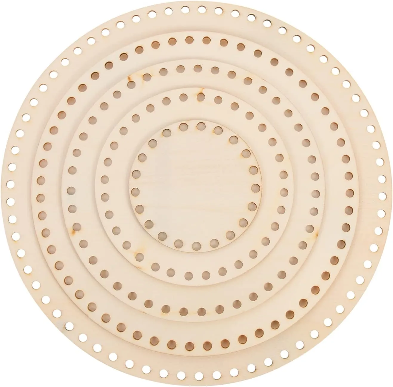 5pcs Roundcross-stitchwood Natural Wooden Basket Wooden Crochet Accessory Embroidery Wooden Baskets Circle Bag Bottom Shaper Yarn Crochet DIY Bag Bottom The Cross Basket Weaving