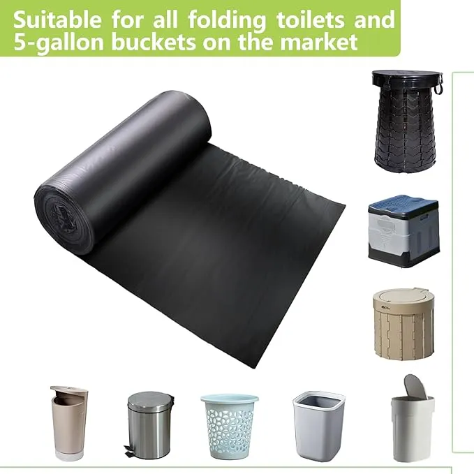 60 portable toilet bags with 30 commode absorbent pads,8 Gallon camping toilet waste bags for 5 gallon bucket,1mil bildegradable porta potty luggable loobags for adults travel