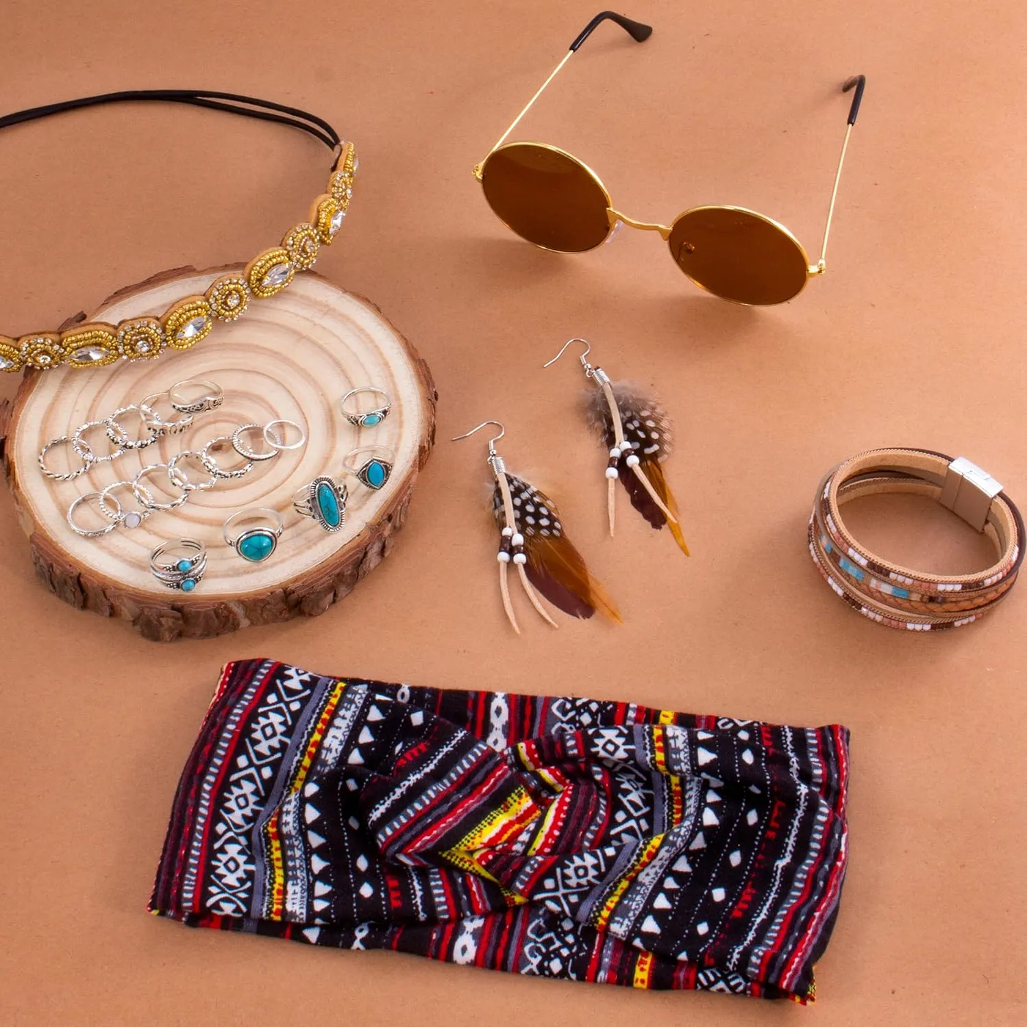 60s 70s Outfit for Women Hippy Accessories Fringe Hippie Vest Clothes for Halloween Disco Party Hippie Costume Set