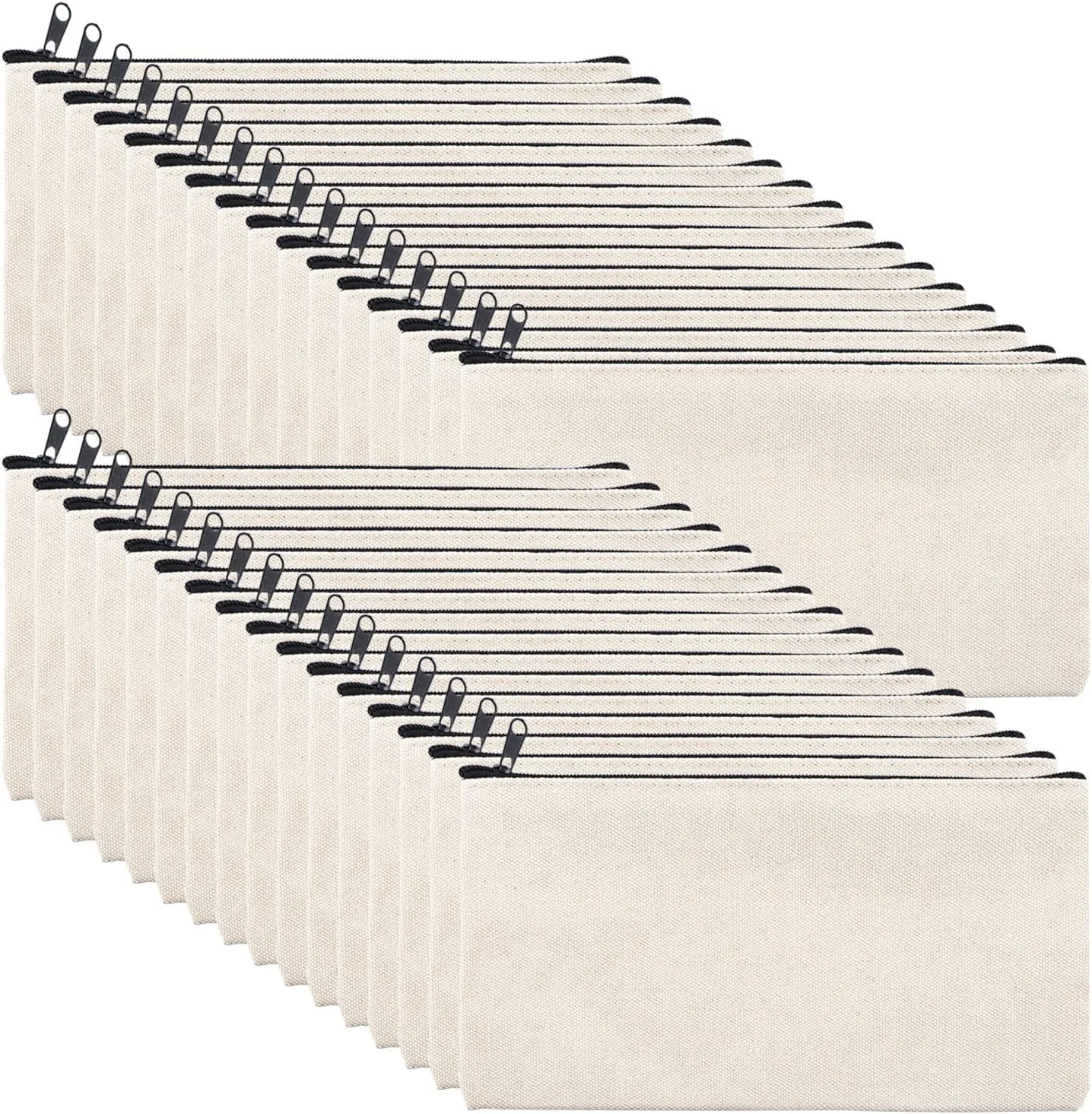 8×4.7 Inch Blank DIY Craft Bag Canvas Pencil Case Blank Makeup Bags- Canvas Pencil Pouch Bulk Canvas Cosmetic Bag Multi-Purpose Travel Toiletry Bag Canvas Zipper Bags