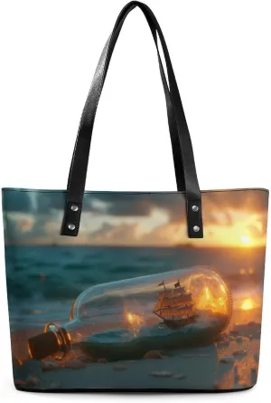 A Bottle Women Soft Leather Handbags Tote Purses Shoulder Bucket Bags