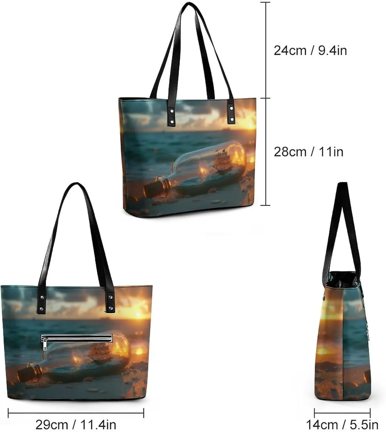 A Bottle Women Soft Leather Handbags Tote Purses Shoulder Bucket Bags