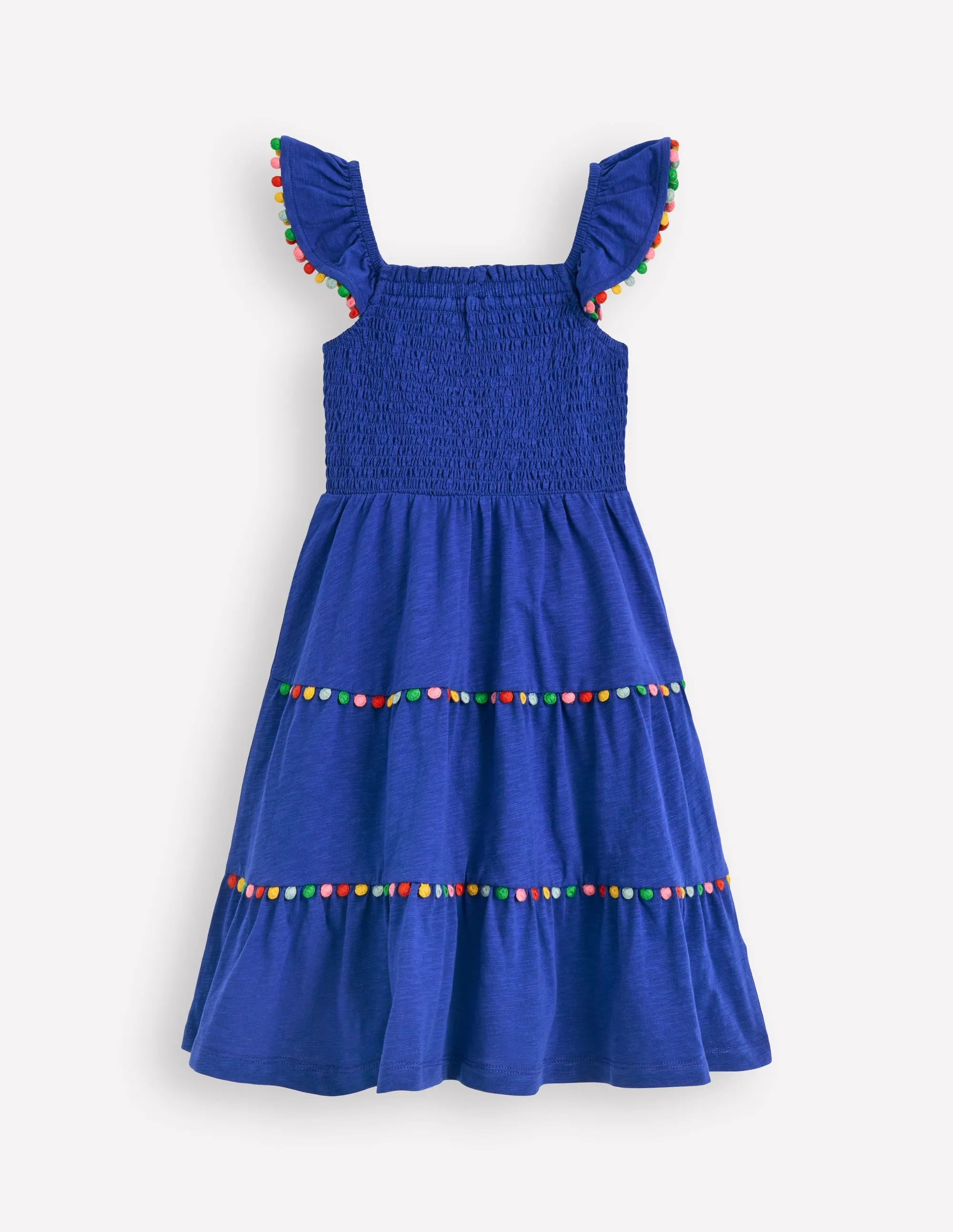 Addison Twirly Pom Dress-Bright Blue