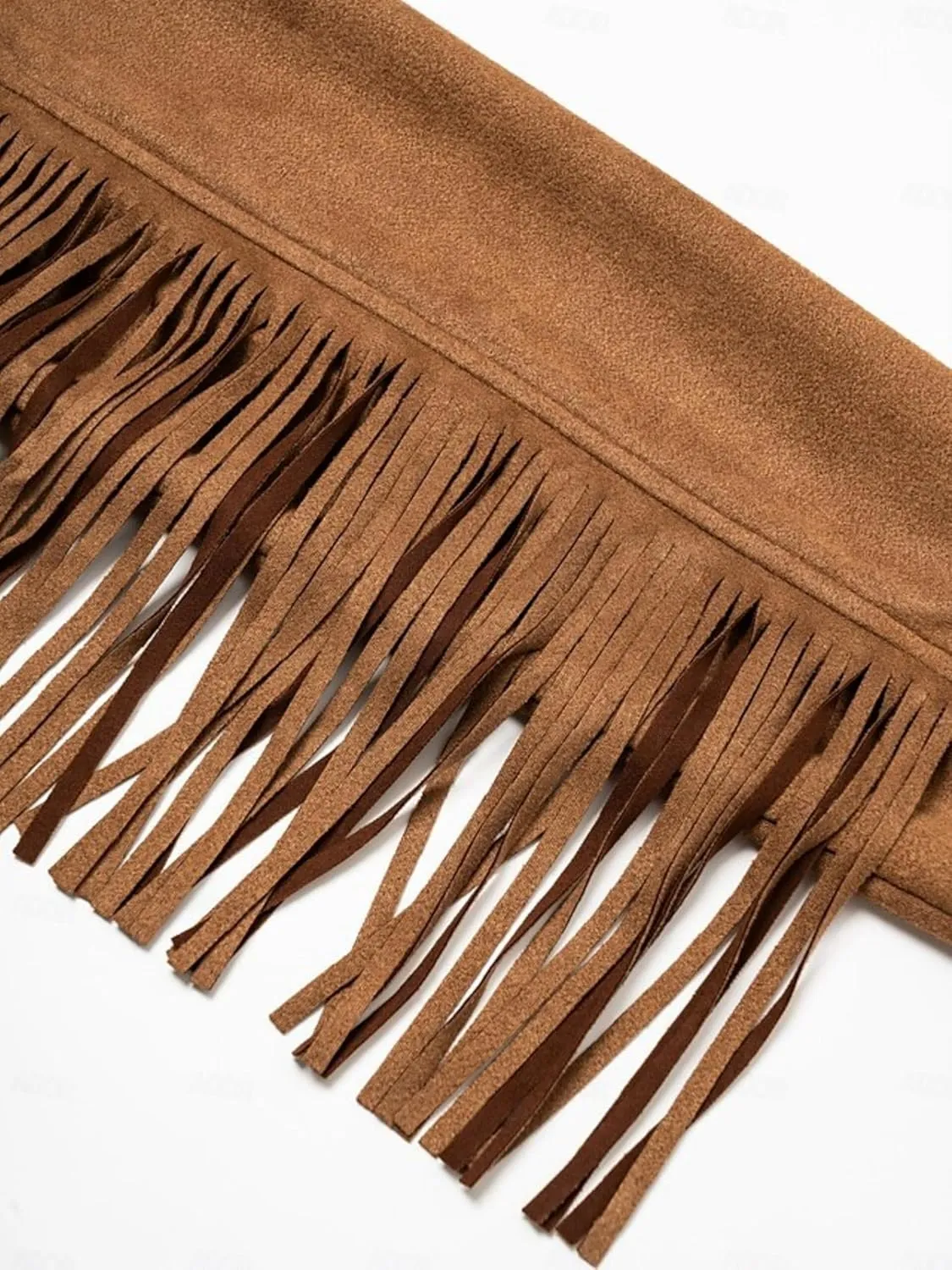 ADOR Faux Suede Jacket Women Fringe Casual Button Down Long Sleeve Cowgirl Style Coat for Fall Outfits