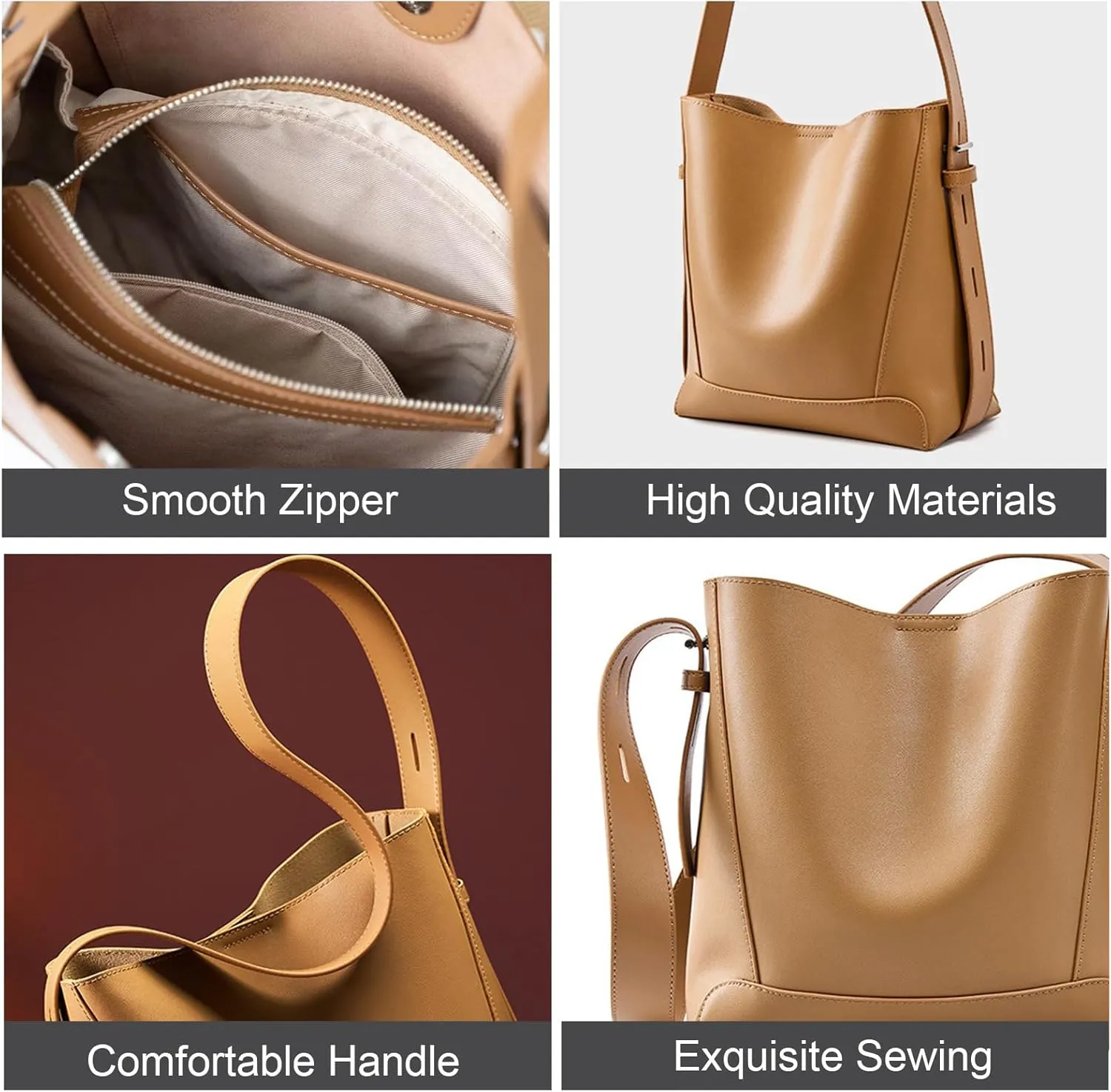 Aipjoy Bucket Bags For Women,Bucket Purses,Vegan Leather Shoulder Tote Bag Handbag With Adjustable Strap