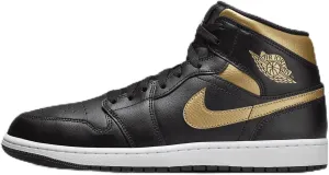 Air Jordan 1 Mid (DQ8426-071, Black/Metallic Gold-White) Size 9