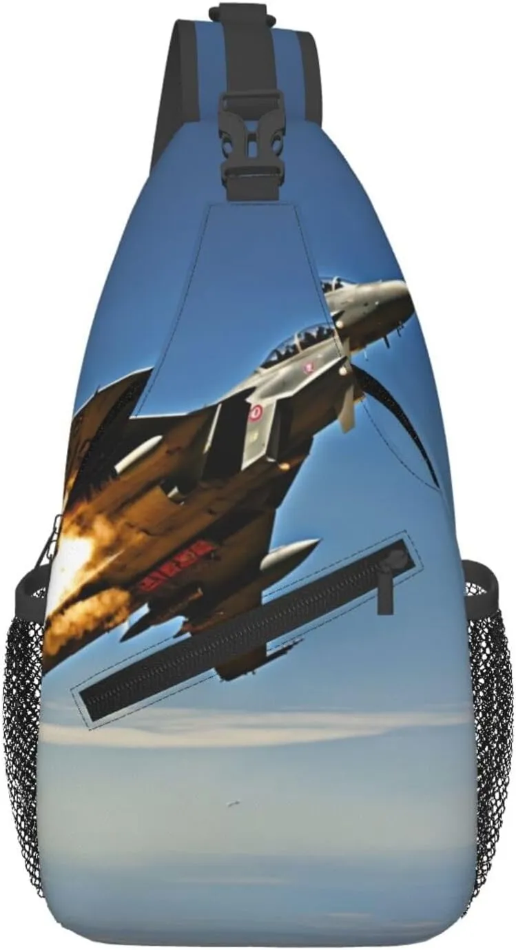 Aircraft Fighter Jets Print Crossbody Bag Is Suitable For Outdoor Hiking, Work, And Daily Travel