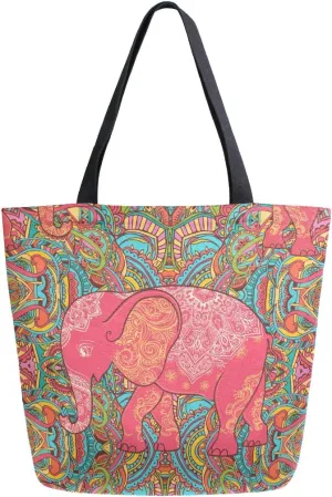 ALAZA Large Canvas Tote Bag African American Woman With Curly Hair Shopping Shoulder Handbag
