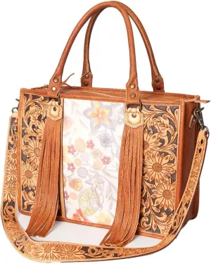 American Darling Briefcase Hand Tooled Hair On Genuine Leather Western Women Bag Handbag | Briefcase Bag | Briefcase for Women | Cute Briefcase Bag | Laptop Briefcase Bag