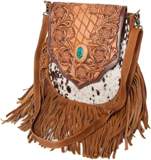 American Darling Large Crossbody Hand Tooled Hair On Genuine Leather Western Women Bag Handbag Purse | Crossbody Bag for Women | Cute Crossbody Bag | Crossbody Purse