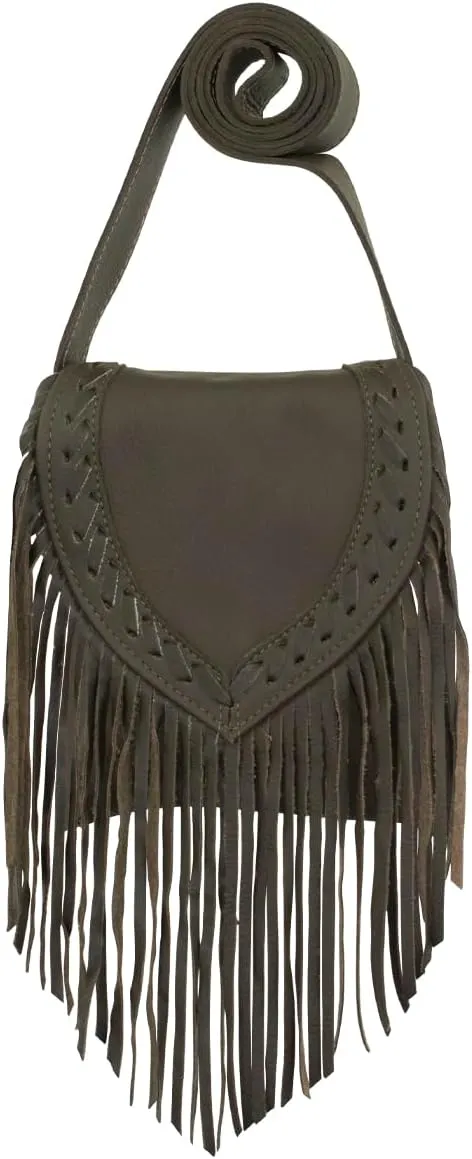 American West Fringed Cowgirl Flap Bag For Women - Genuine leather with hair-on cowhide