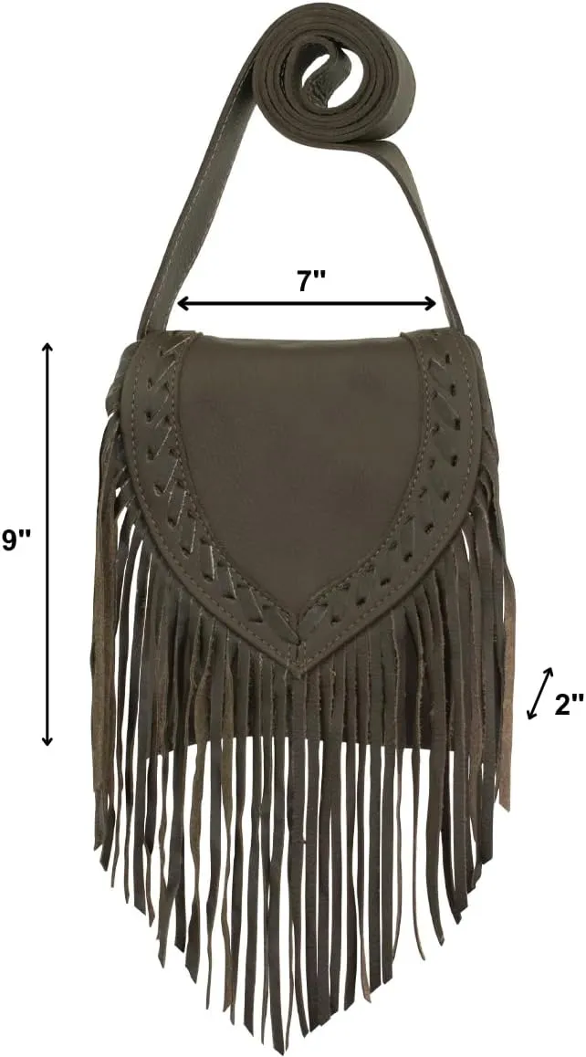 American West Fringed Cowgirl Flap Bag For Women - Genuine leather with hair-on cowhide
