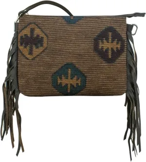 American West Leather Woven Crossbody With Fringe For Women