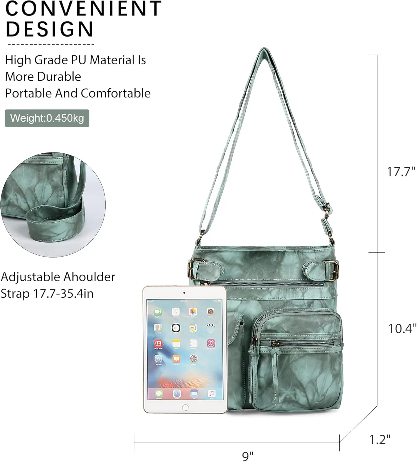 Angel Kiss Crossbody Bags for Women Washed Leather Shoulder Bags Multi Pocket Soft Hobo Purses and Medium Handbags