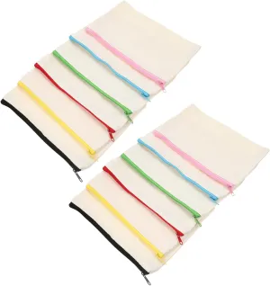Angoily 12Pcs Blank Canvas Pouch Zipper Closure Cosmetic Bag for DIY Crafts Capacity Travel Toiletry Organizer present for All Ages