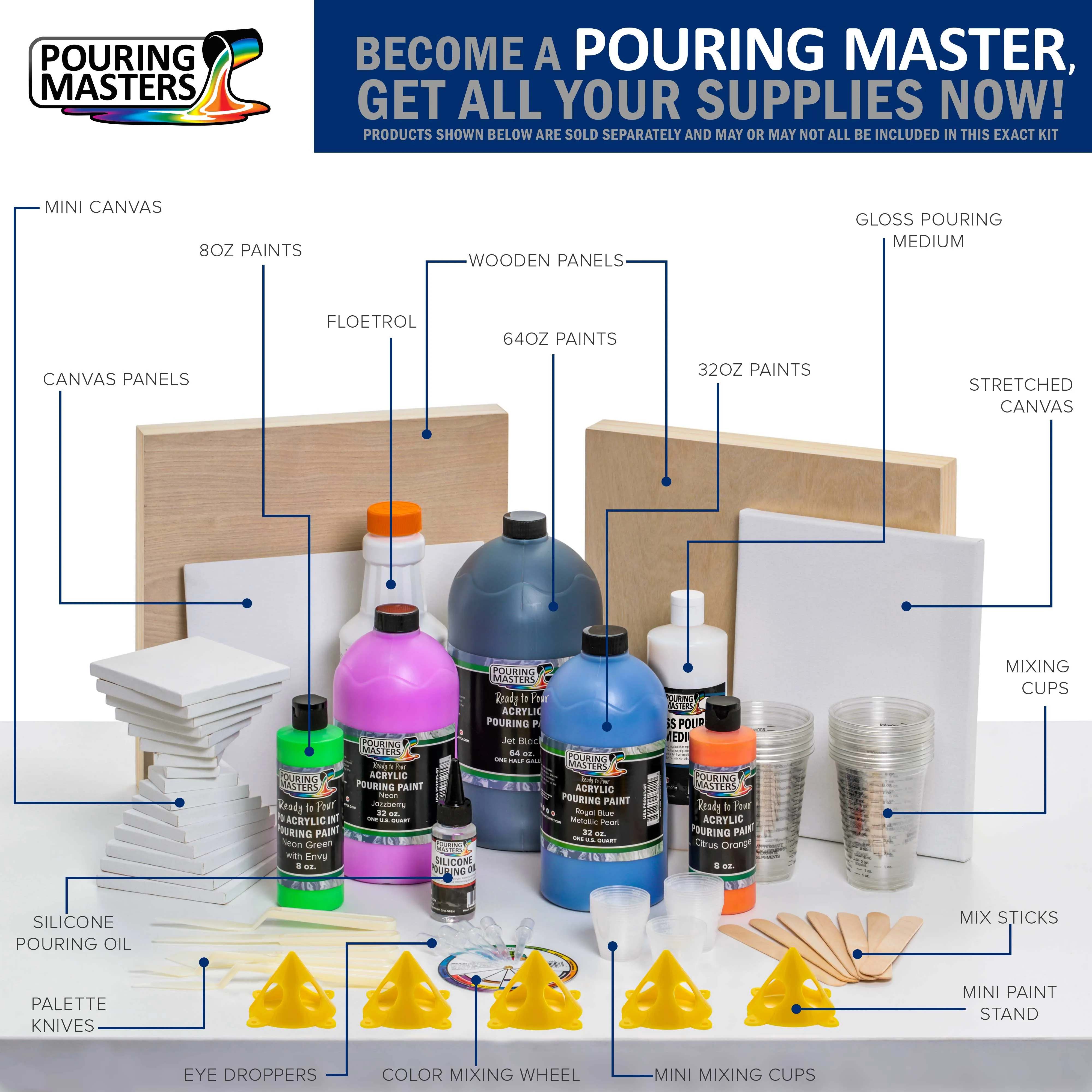 Aqua Metallic Pearl Acrylic Ready to Pour Pouring Paint - Premium 64-Ounce Pre-Mixed Water-Based - Painting Canvas, Wood, Crafts, Tile, Rocks