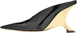 Arqa Metallic Leather Heeled Mules for Women Pointed Toe Wedge Heel Slide Sandals Slip-on Mule Heels Dressy Pumps