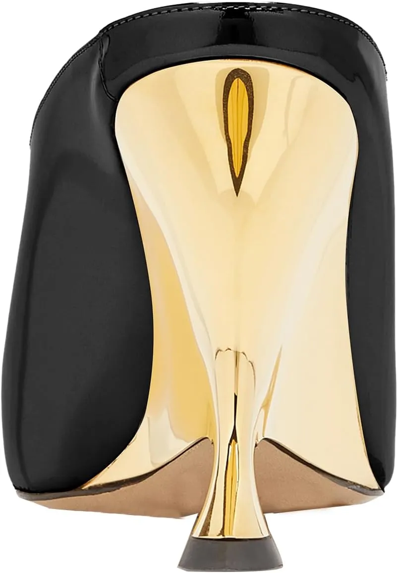 Arqa Metallic Leather Heeled Mules for Women Pointed Toe Wedge Heel Slide Sandals Slip-on Mule Heels Dressy Pumps
