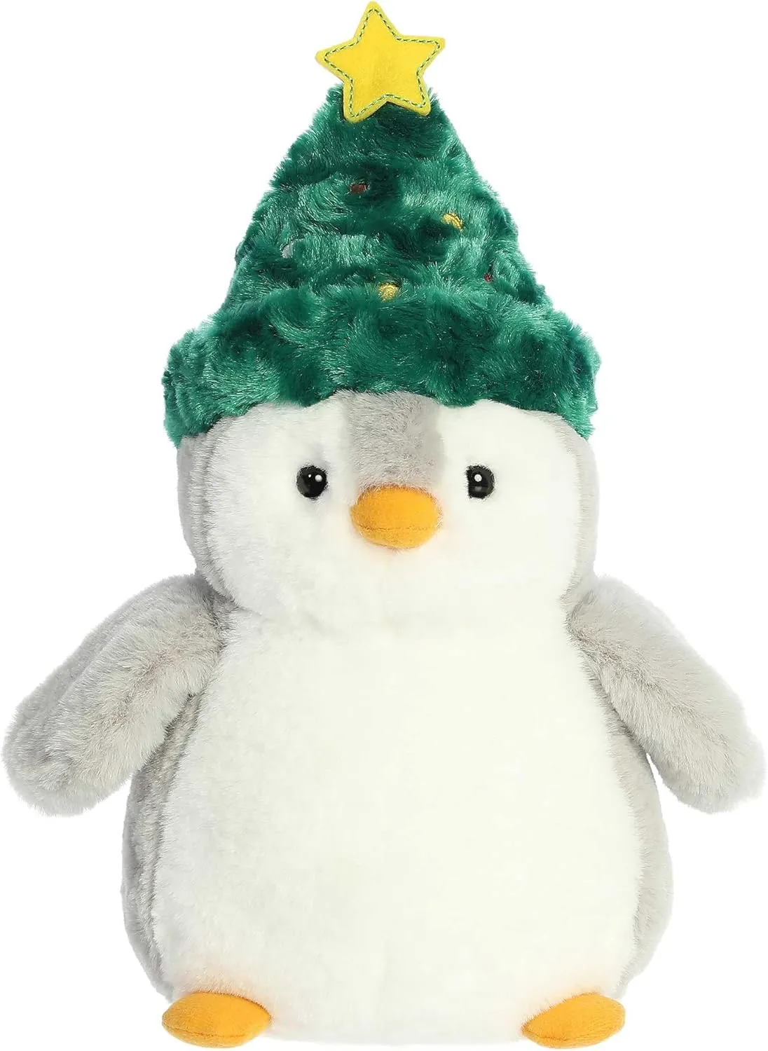 Aurora® Playful Pompom Penguin™ Festive Hat Stuffed Animal - Vibrant Companions - Endless Fun - Gray 12 Inches