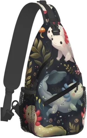 Axolotls Print Cross Chest Bag Diagonally Adjustable Straps Lightweight Sport Crossbody Bags