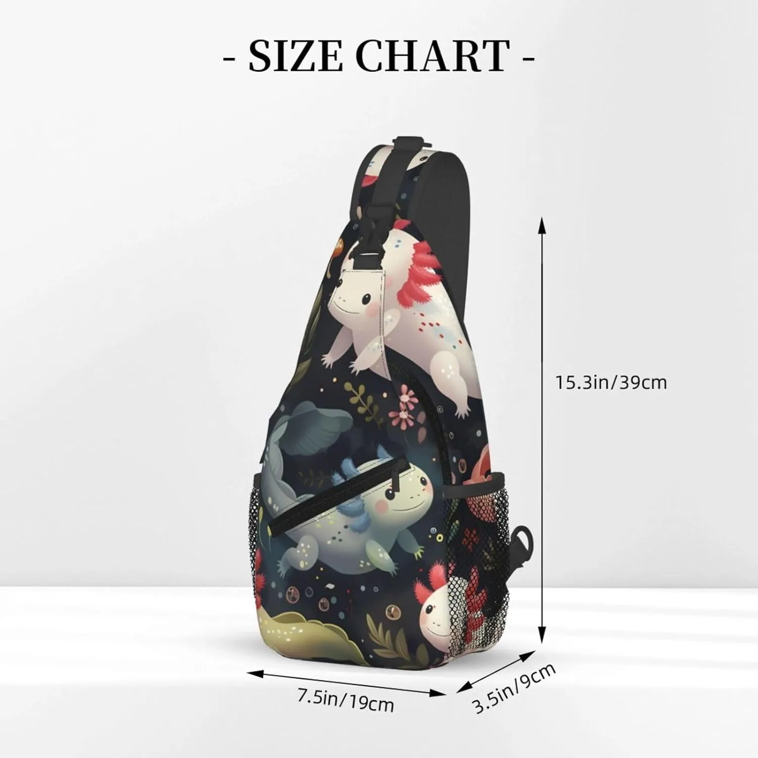 Axolotls Print Cross Chest Bag Diagonally Adjustable Straps Lightweight Sport Crossbody Bags