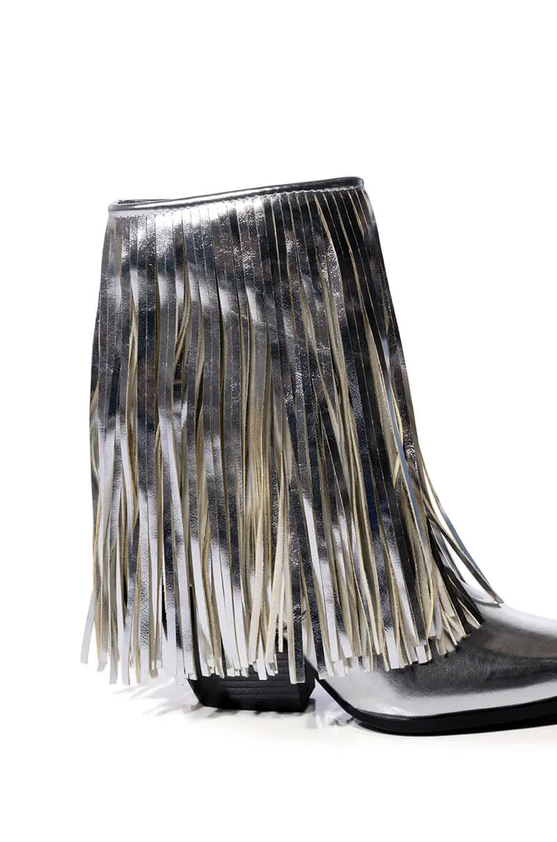 AZALEA WANG SCARLETT METALLIC CHUNKY BOOTIE IN SILVER