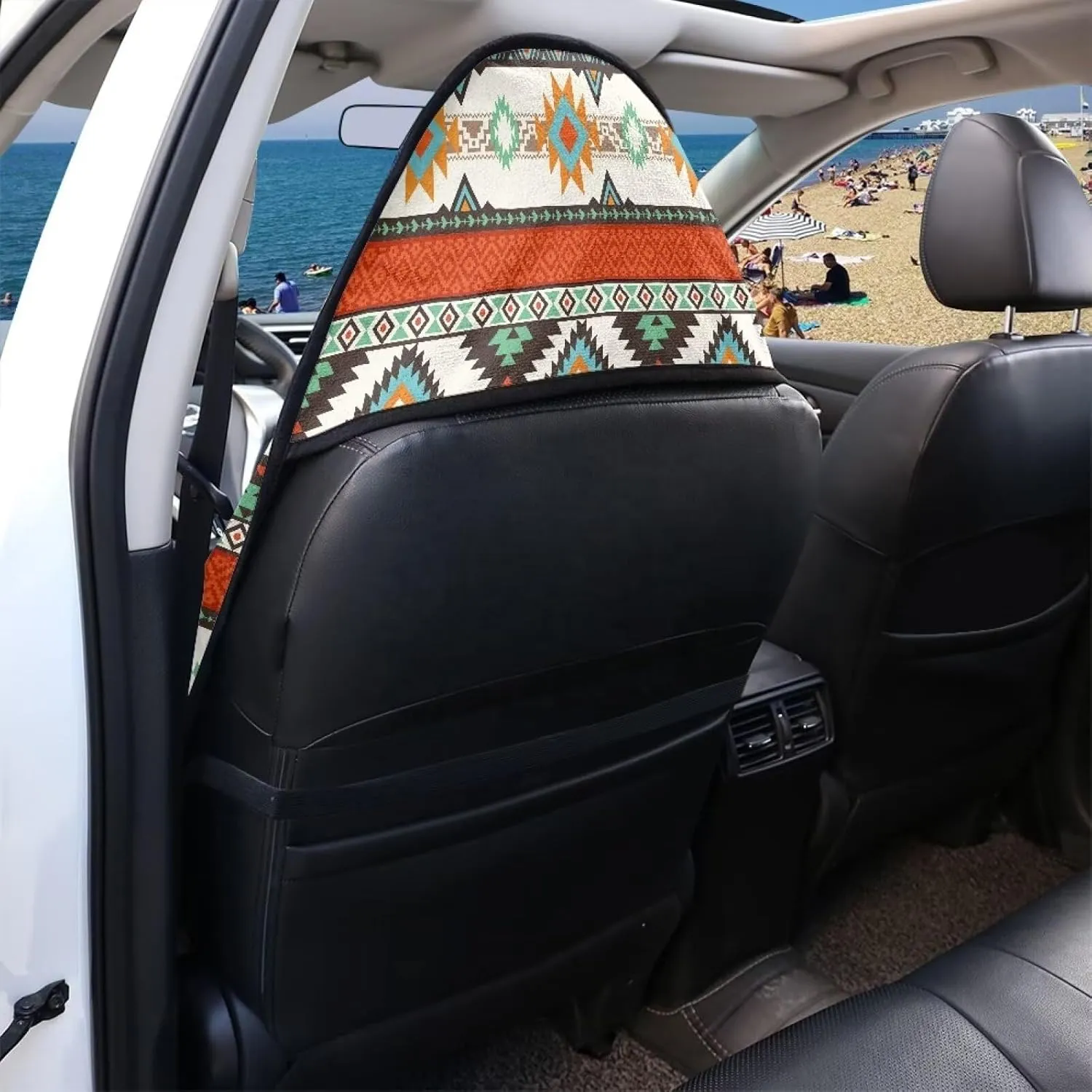 Aztec Style Print Car Seat Cover Front Seat Only, Universal Waterproof Seat Hoody Towel Seat Cover for Auto SUV Truck, Washable Cooling Bucket Car Seat Protector for Swimming Working Running