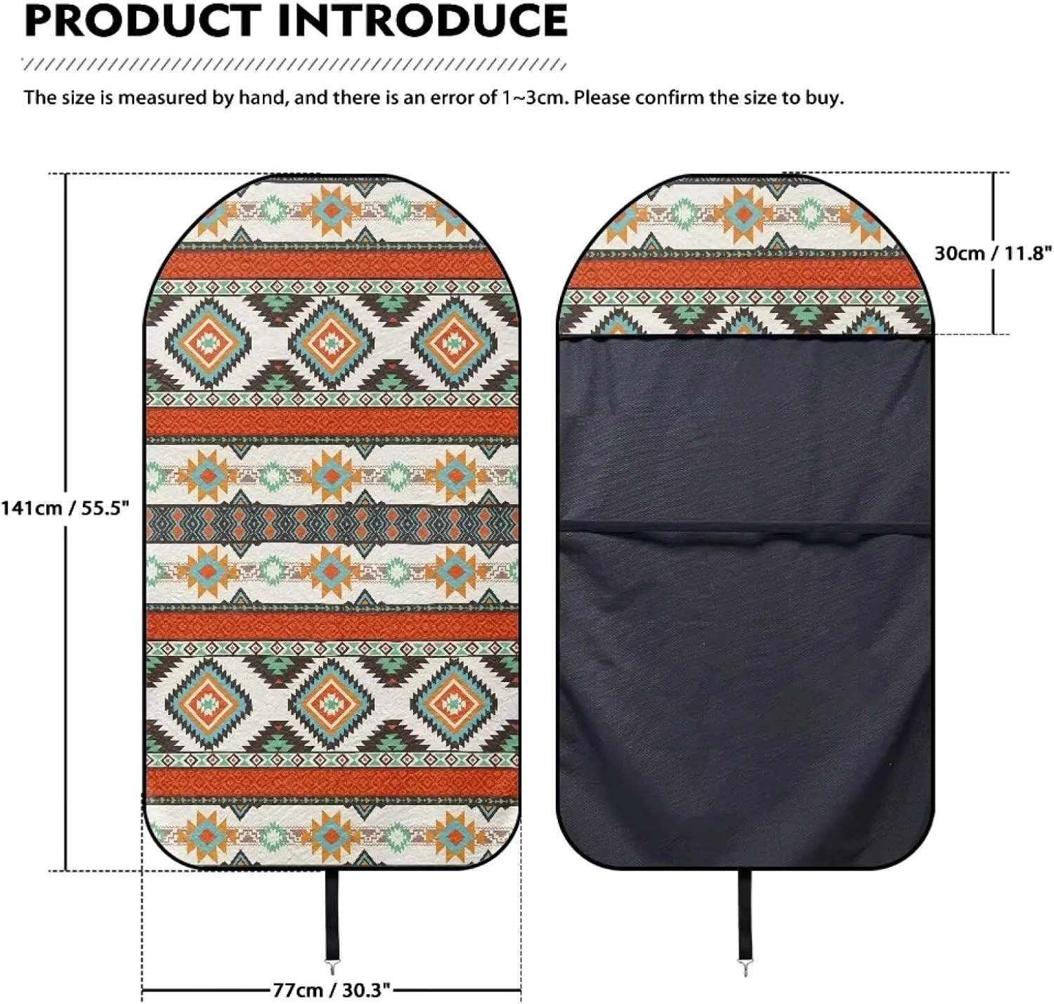 Aztec Style Print Car Seat Cover Front Seat Only, Universal Waterproof Seat Hoody Towel Seat Cover for Auto SUV Truck, Washable Cooling Bucket Car Seat Protector for Swimming Working Running