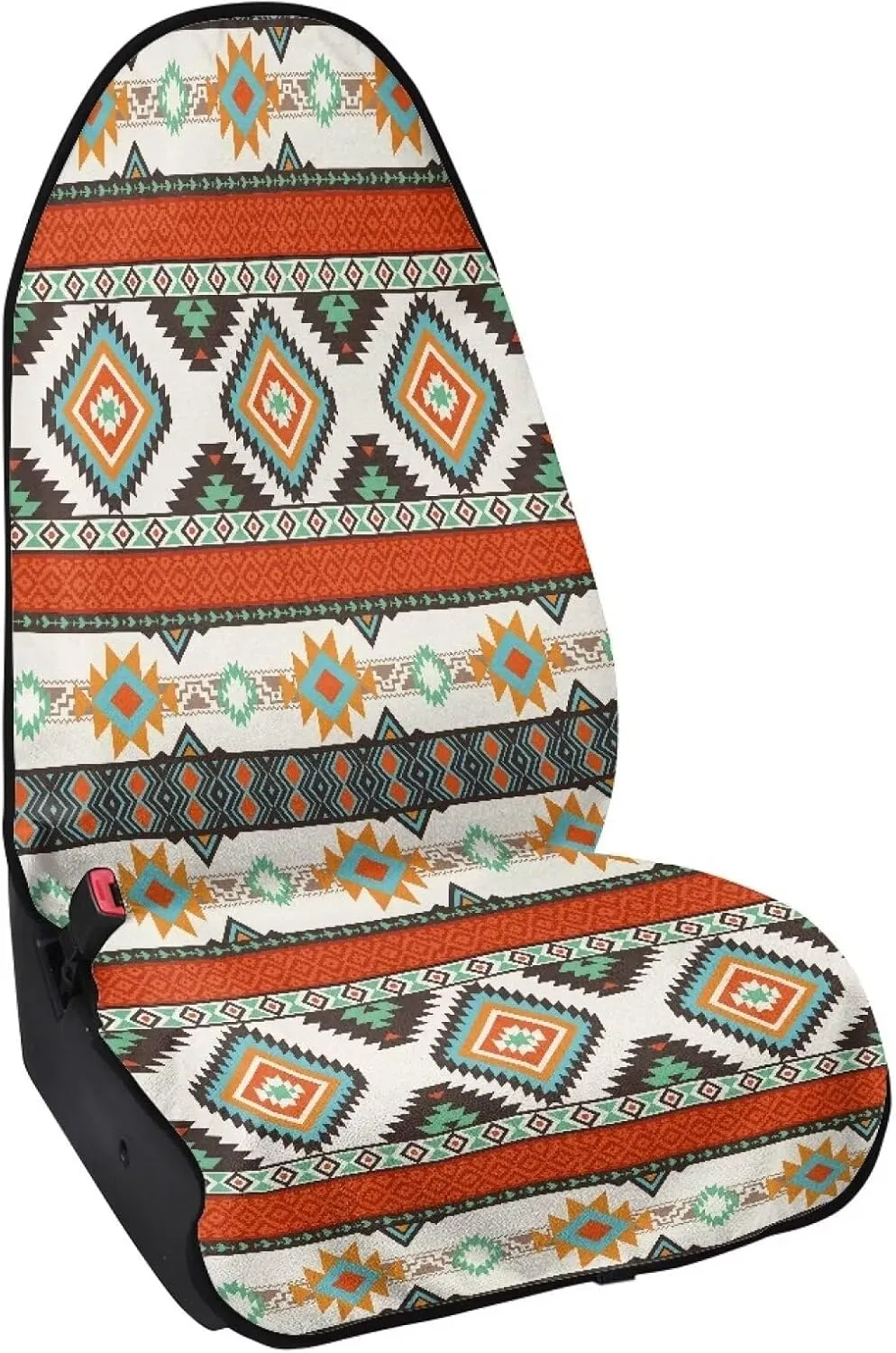 Aztec Style Print Car Seat Cover Front Seat Only, Universal Waterproof Seat Hoody Towel Seat Cover for Auto SUV Truck, Washable Cooling Bucket Car Seat Protector for Swimming Working Running
