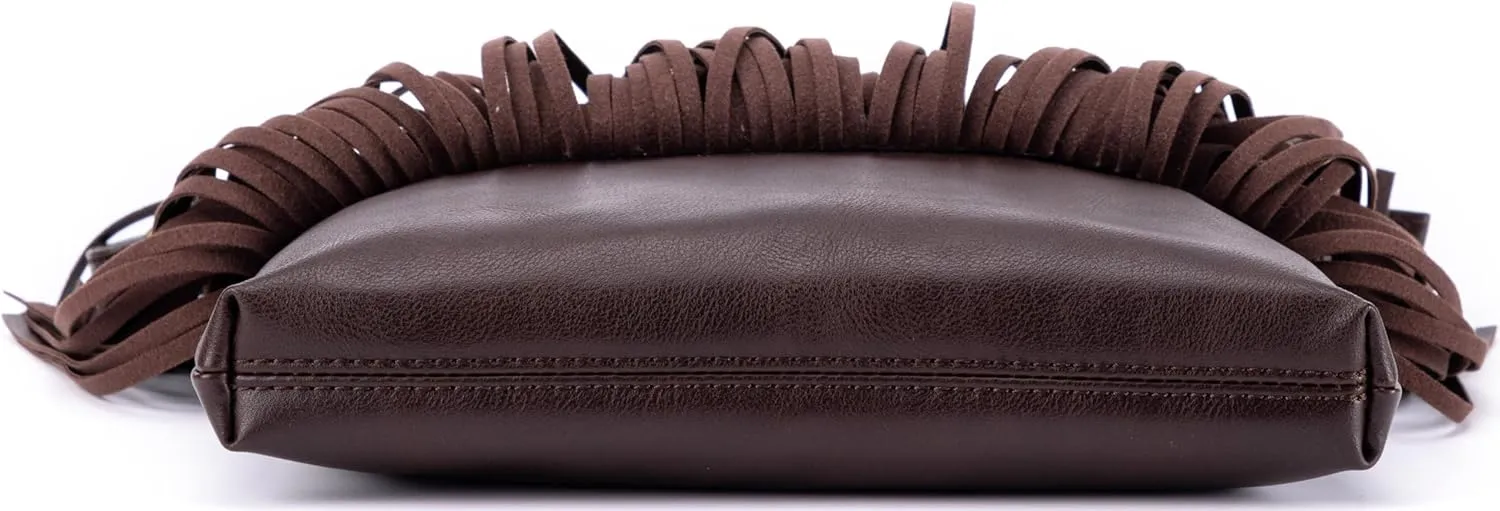 B BRENTANO Vegan Fringed Crossbody Bag with Studs