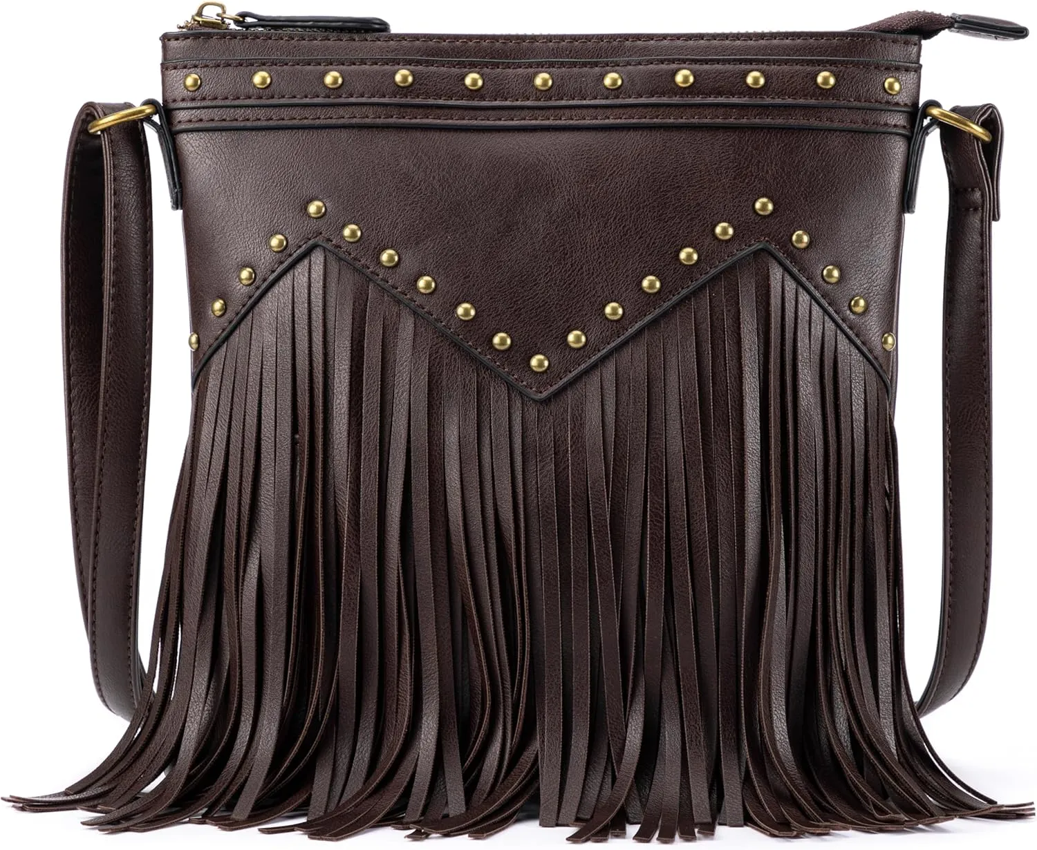B BRENTANO Vegan Fringed Crossbody Bag with Studs