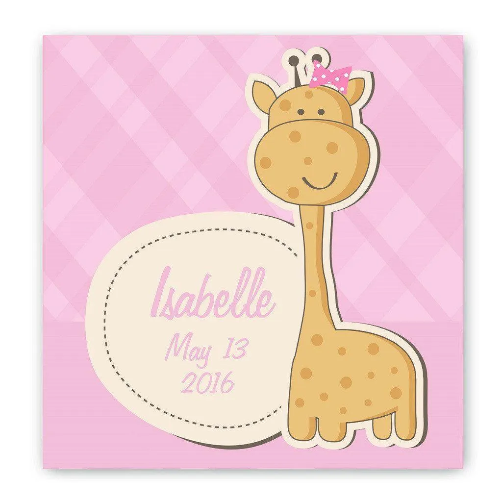 Baby Girl Giraffe Baby Nursery Personalized Canvas Sign