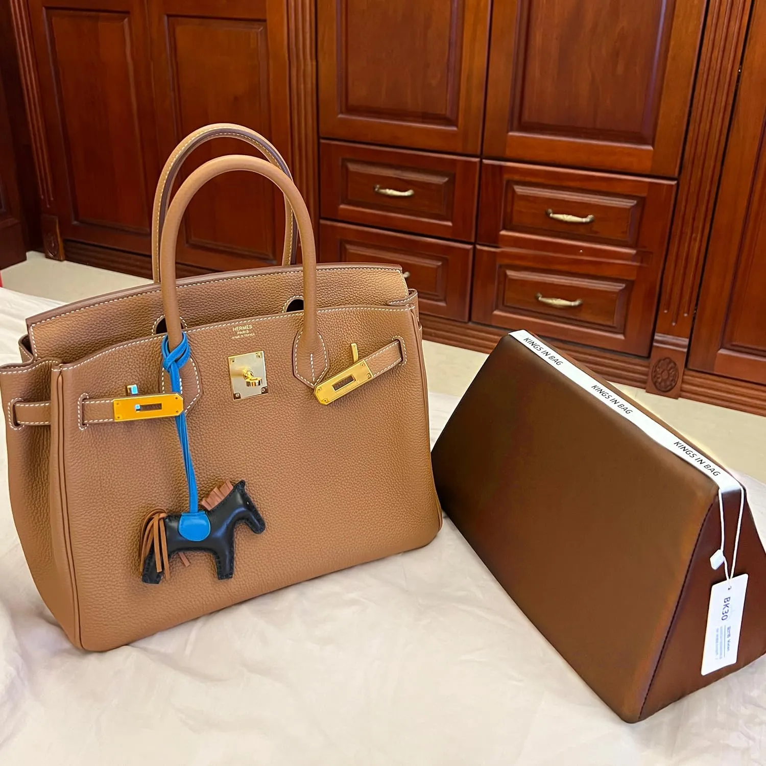 Bag Pillow for Birkin 25, Pillow Insert Compatible with Hermes Birkin Bags, Lightweight and Smooth Bag Shaper with Soft Memory Foam (Gold, BK25)