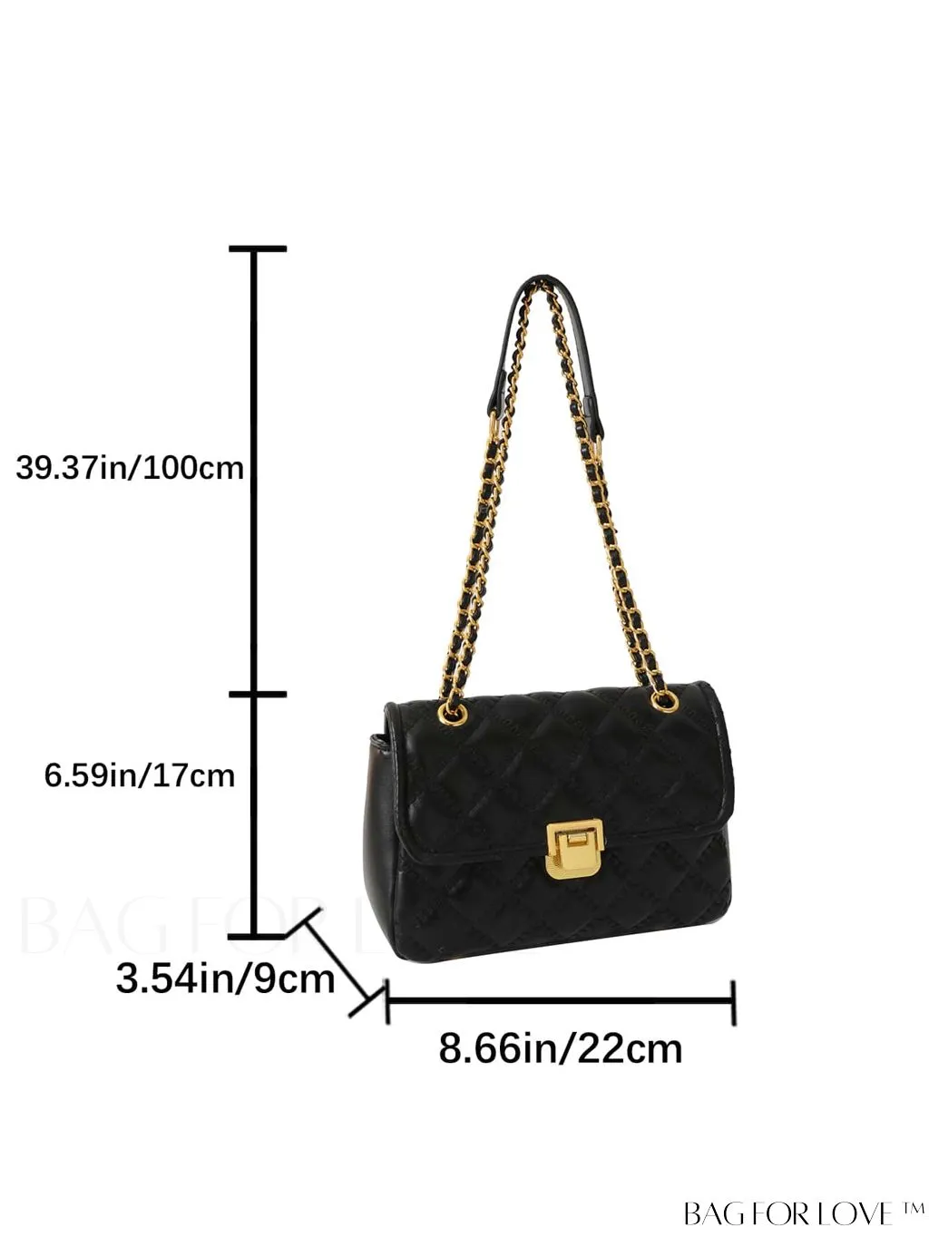 BagForLove - Avant-garde Metallic Stitched Flap Shoulder Bag with Chain Strap - Sleek, Glossy Design
