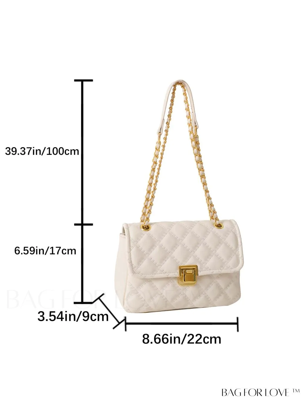 BagForLove - Avant-garde Metallic Stitched Flap Shoulder Bag with Chain Strap - Sleek, Glossy Design