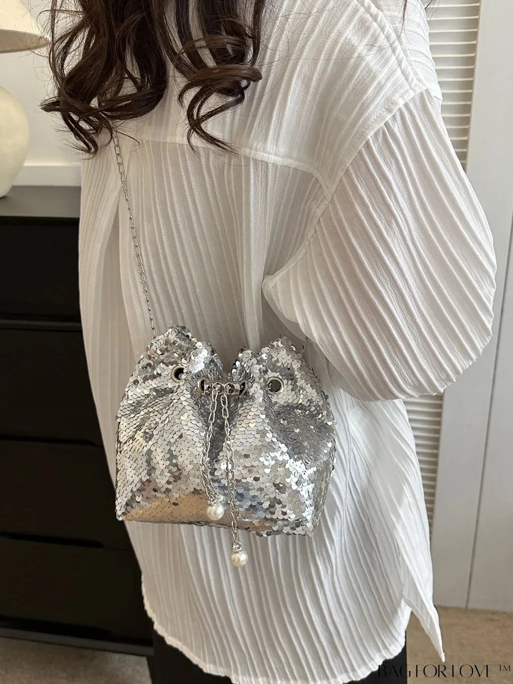 BagForLove - Chic Mini Evening Bag with Decorative Drawstring - Stylish and Shimmering